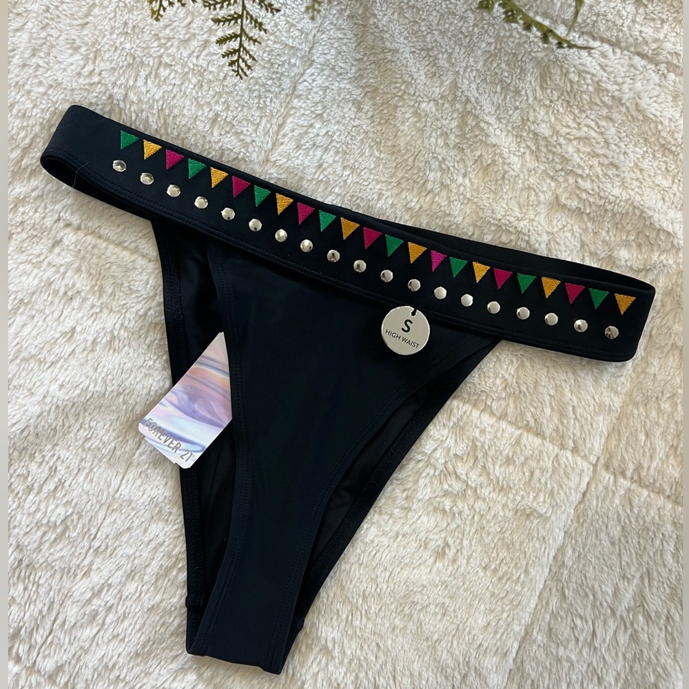 Forever 21 Aztec High-Waisted Black Bikini Bottoms